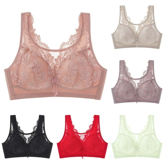 Lace Bra Thin Style Breathable Large Size Wireless Comfort Underwear for Everyday Wear #Black,40/90