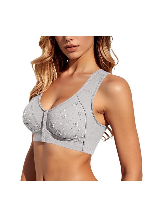 Lace Bra for Women V Neck Adjustable Strap Racerback Padded Workout Gym Running Bras Summer Fit Underwire Clothes Grey 46