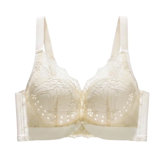 Lace Bra for Womens - Wireless Soft Support Gathered Comfortable Daily Underwear Yellow 34