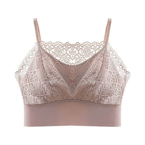 Lace Bralette Women Lace Cami Crop Tops Tank Top Lace Half Camisole Bra Adjustable Spaghetti Strap Crop Top Sleeveless Backless Slim Fit Camisole Built in Bra Ladies