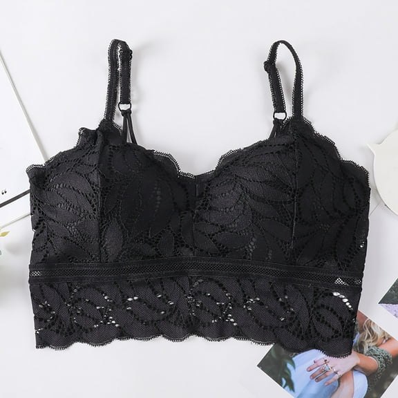 Lace Bralette Women Stretch Lace Bralette Padded Bras Bandeau With Straps Bras For Women Girls 36c Bras Cup Sports Bra Sports Bra for Women Running Bras for Women Women Support Bras Small Bras Low