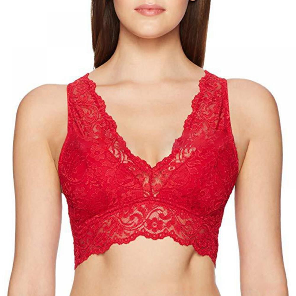 Deep plunge lace bra - Red - Ladies
