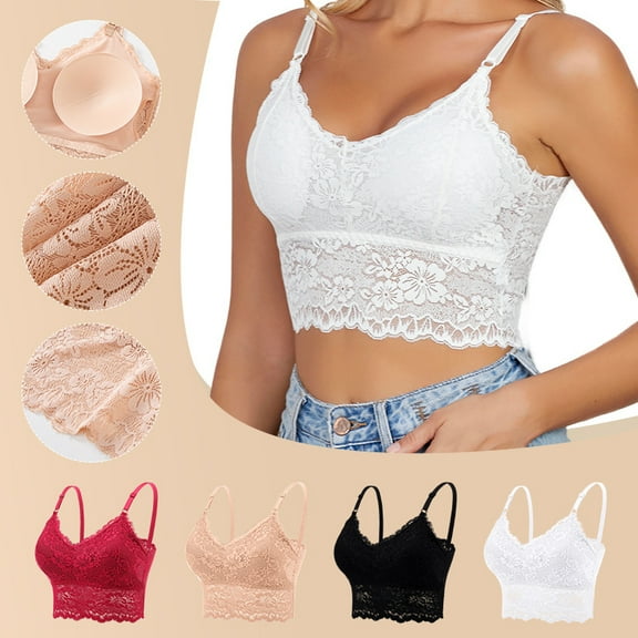 Lace Bralette for Women Adjustable Spaghetti Straps Padded Tank Top V Neck Slim Basic Camisoles Tops Sport Sleepwear Underwear 