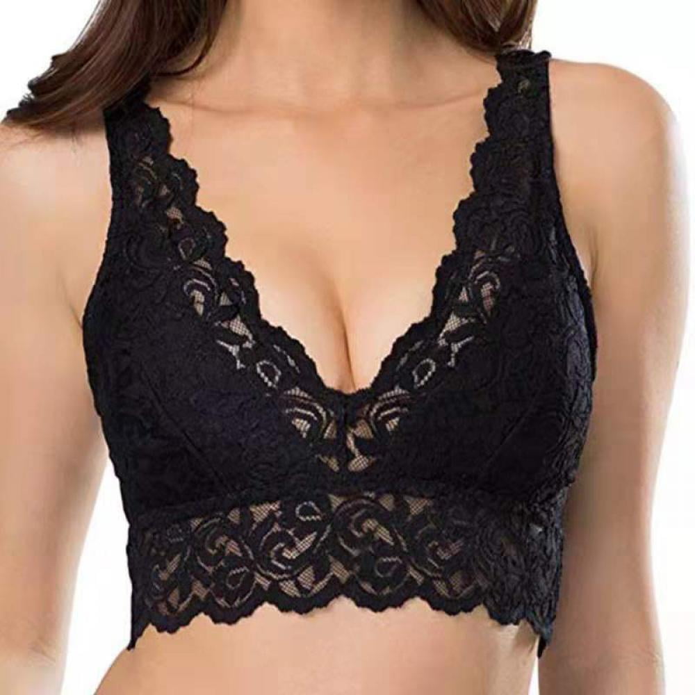 Women's Lace Deep V Neck Bralette Sexy Floral Sheer Long Line Bra Wireless  Breathable Plunge Sports Bras (Apricot,Medium) at  Women's Clothing  store