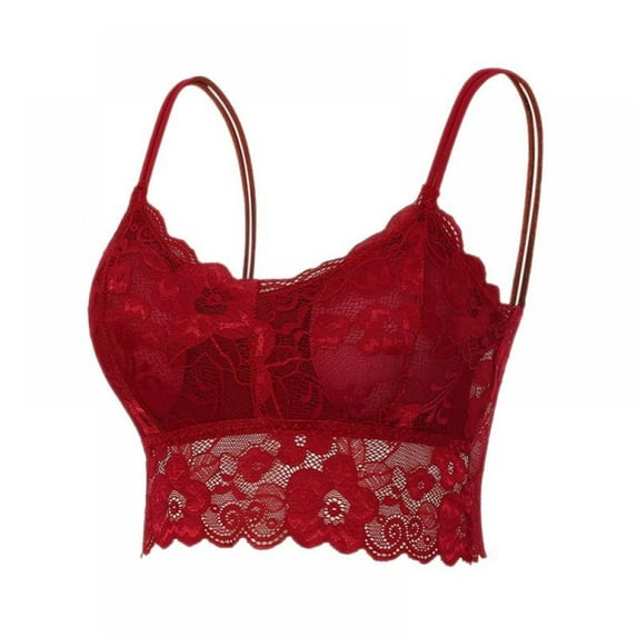 Lace Bralette for Women, Lace Bralette Padded Lace Bandeau Bra with Straps for Women Girls