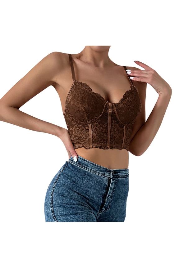 Lace Bralette for Women V Neck Camisole Lingerie Spaghetti Strap Tube Slimming Fit Cropped Tank Tops