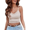 Lace Bralette for Women Spaghetti Strap Tank Top V Neck Slim Basic