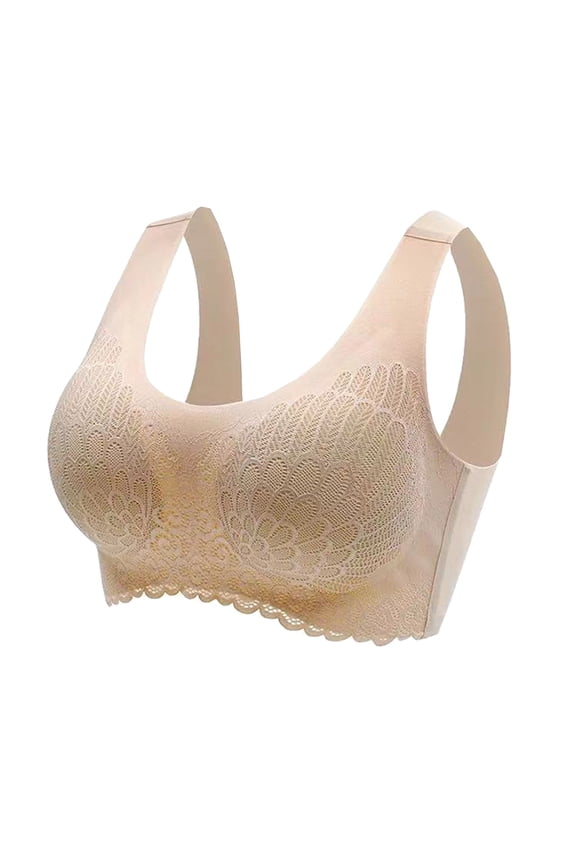 Lace Bralettes Women 3-Pack Tops Bra Wire-Free Underwears Base Style Sports Lingerie V-Neck Back-Smoothing Bra Feature Hook and Eye Closure Demi & Balconette Bra Style Y-252 , Multi-color M