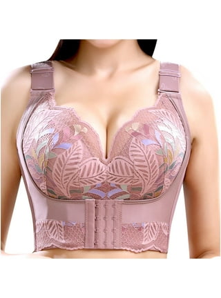 Women's Lace Bralettes Deep V Shaped Push Up Plunge Backless Bra  Comfortable Non Wired Corset Floral Lifting Bra Plus Size Crop Vest Tops  Beauty Back