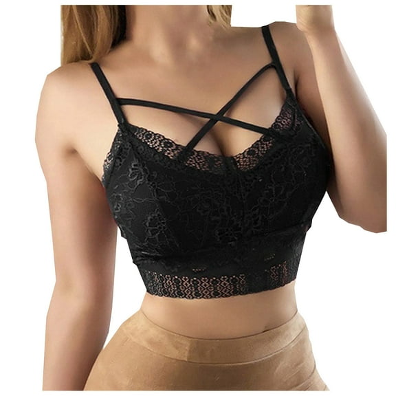 Lace Bralettes for Women Cami Bra Padded Bandeau Bra Straps Tube Top Wrap Chest Wirefree Sexy Vest Bras Daily Crop Top Brass for Women Size S-5XL
