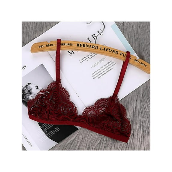 Lace Bralettes for Women Floral V Neck Hook Eye Unpadded Transparent Triangle Wire Free Bra