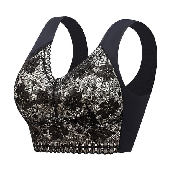 Lace Bralettes for Women Stretch Wide Straps Push Up Wireless Pullover Bras Full Coverage Seamless Sports Bra