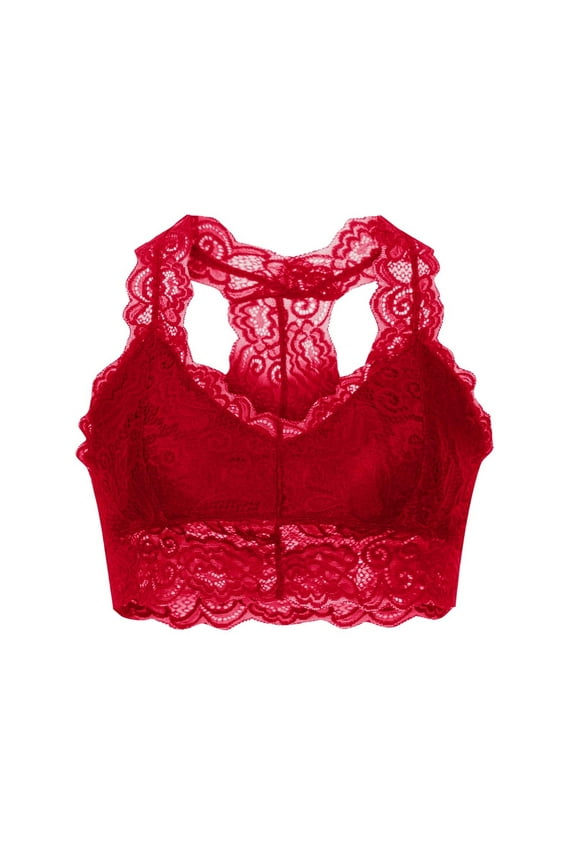 Lace Bralettes for Women Wireless Soft Cup Bras Racerback Crop Tops Basic Everyday Lingerie