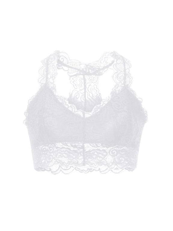 Lace Bralettes for Women Wireless Soft Cup Bras Racerback Crop Tops Basic Everyday Lingerie