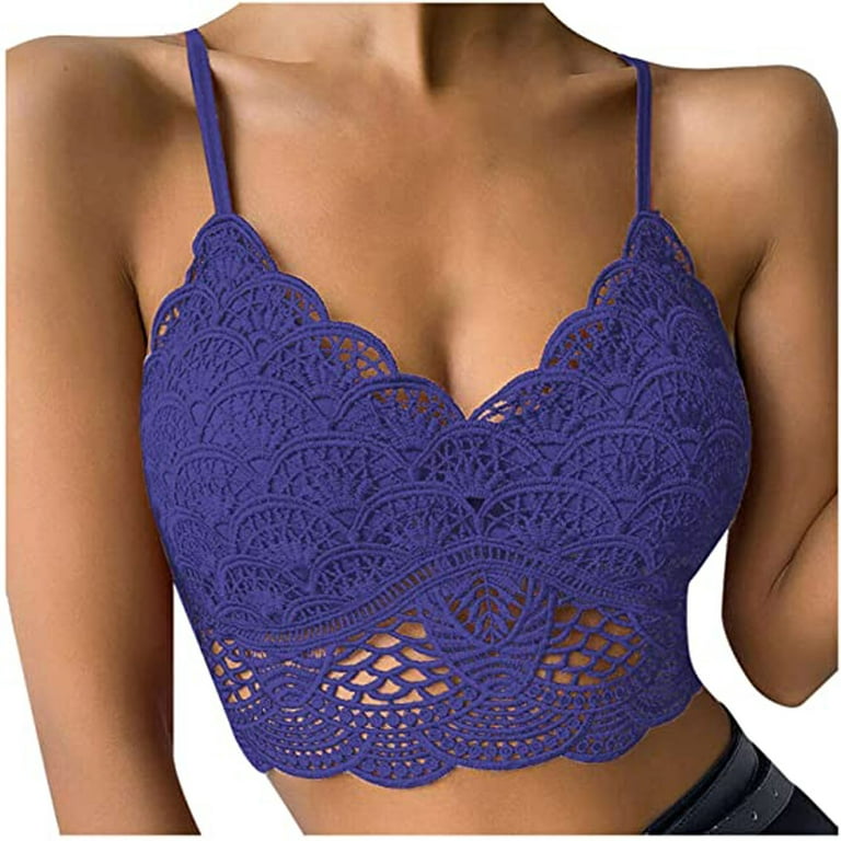 Lace Bralettes for Women with Straps and Pads Sexy Floral Lace Crop Cami  Bra Top Wirefree Bralette Underwear 
