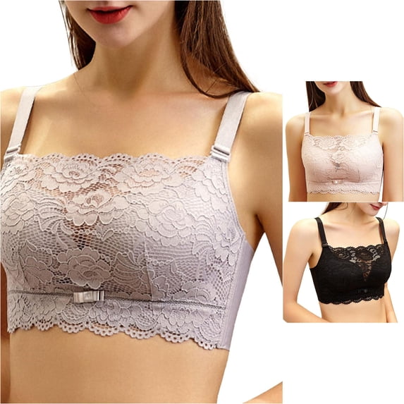 Lace No Underwire Push Up Wirefree Full Coverage Comfort Everyday Bralette for Women, 36, Purple