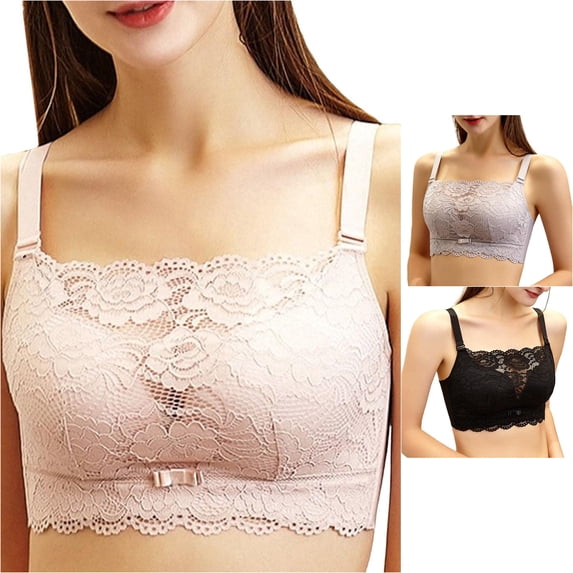 Lace Bras For Women Underwear No Underwire Push Up Plus Size Wirefree Full Coverage Comfort Everyday Bralette, 38, Beige