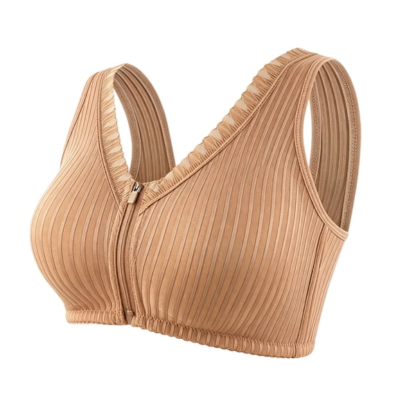 Lace Bras No Underwire New Plus Size Front Zip Bra for Women, Wireless Full Coverage Bralette, Lace Trim Support Daily Lingerie