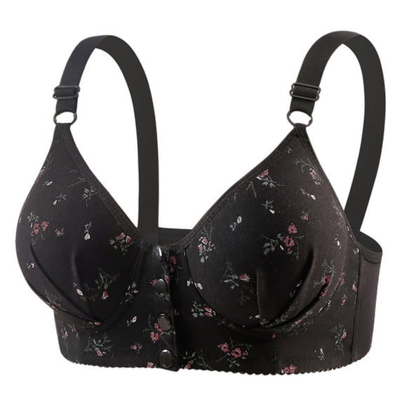 Lace Bras No Underwire New Women’s Front Button Wireless Bras, Adjustable Strap Push up Print Bralettes, Full Cup Support Bras Daily Wear