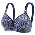 thumbnail image 1 of Lace Bras for Women Embroidered Glossy Comfortable Breathable Bra Underwear No Underwire V-Neck Convertible Bra Feature Hook and Eye Closure T-Shirt Bra Style Y-402 , Blue XL, 1 of 2