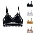 thumbnail image 1 of Lace Bras for Women Comfortable Breathable Racerback V Neck Wireless Triangle Bralettes, 1 of 9