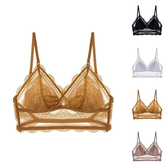 Lace Bras for Women Comfortable Breathable Racerback V Neck Wireless Triangle Bralettes