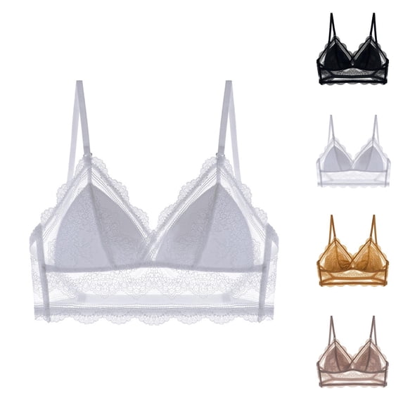 Lace Bras for Women Comfortable Breathable Racerback V Neck Wireless Triangle Bralettes