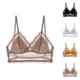 thumbnail image 1 of Lace Bras for Women Comfortable Breathable Racerback V Neck Wireless Triangle Bralettes, 1 of 4