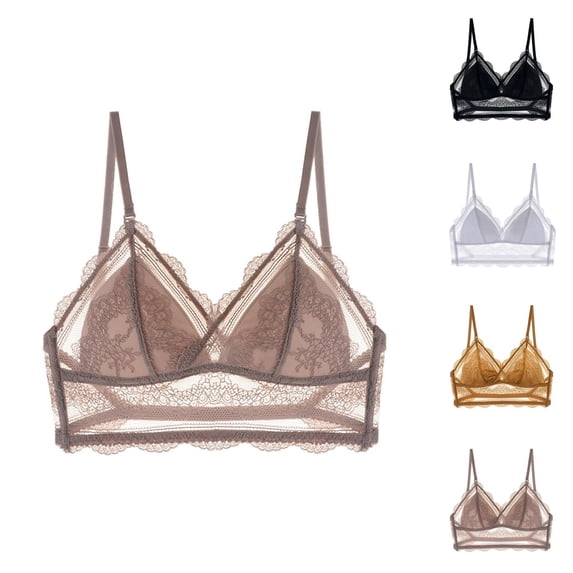 Lace Bras for Women Comfortable Breathable Racerback V Neck Wireless Triangle Bralettes
