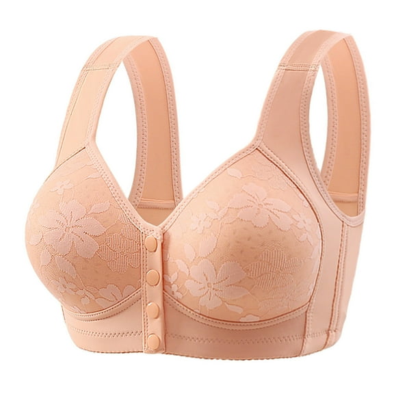 Lace Bras for Women Front Closure Floral Printed No Underwire Senior Wireless Bra Push up Bra