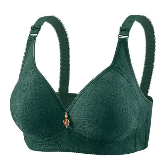 Lace Bras for Women Full Coverage Wireless Bra Padded Seamless Bralettes Supportive Comfortable Basic Everyday Bras Army Green 40