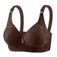 thumbnail image 1 of Lace Bras for Women Full Coverage Wireless Bra Padded Seamless Bralettes Supportive Comfortable Basic Everyday Bras Coffee 38, 1 of 2