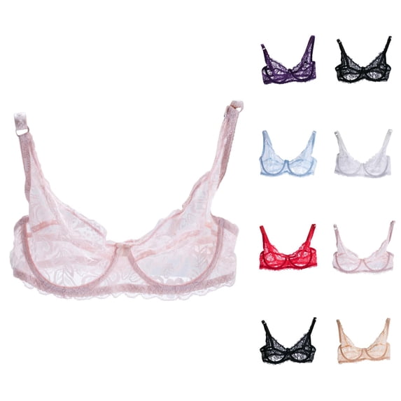 Lace Bras for Women Lightweight V Neck Floral Lace Adjustable Strap Bralettes Everyday Bra