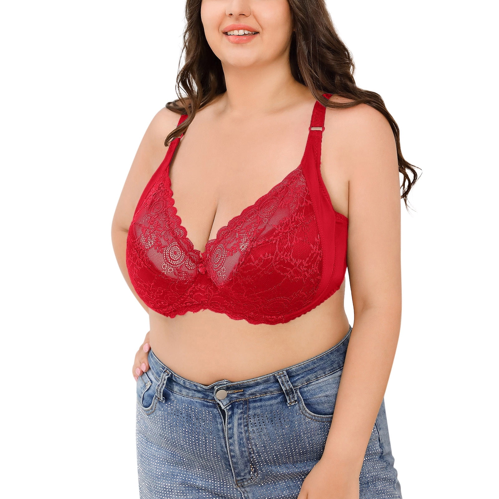 Plus Size Bra for Women Large Breasts Sexy Bralette Top Underwear Push Up  Deep V Lace Bras Oversize Lingerie (Color : Red, Size : 38/85B) :  : Clothing, Shoes & Accessories