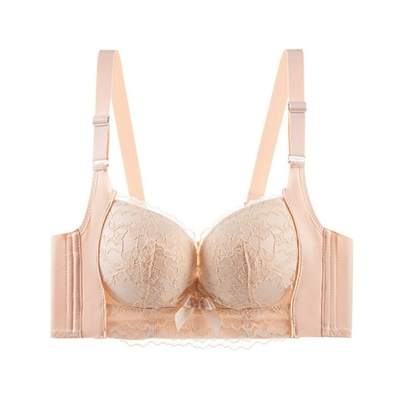 Lace Bras for Women No Underwire Seamless Full Coverage Push Up Comfortable Workout Yoga Tshirt Everyday Bra,Beige 1,40 B
