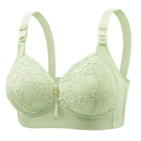 Lace Bras for Women Plus Size No Underwire Wireless Seamless Full Coverage Push Up No Underwire Everyday Bralette Bra,Green,46 C