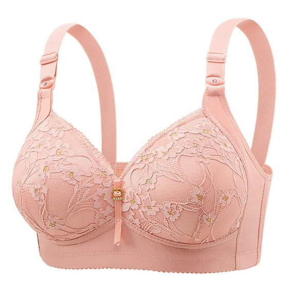 Lace Bras for Women Plus Size No Underwire Wireless Seamless Full Coverage Push Up No Underwire Everyday Bralette Bra,Pink,38 B