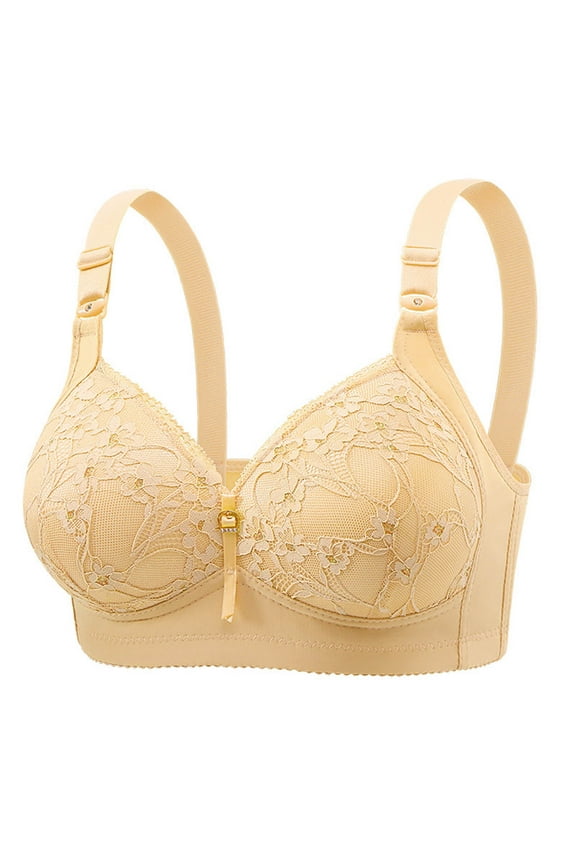 Lace Bras for Women Plus Size No Underwire Wireless Seamless Full Coverage Push Up No Underwire Everyday Bralette Bra,Yellow,44 C