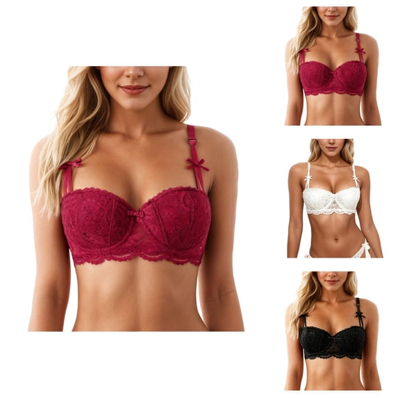 Lace Bras for Women Sheer Lightweight Comfortable Push Up Bralettes Cute Balconette Everyday Bras