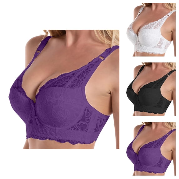Lace Bras for Women Underwire Side Support Push Up Bralettes Racerback Cute Everyday Bra