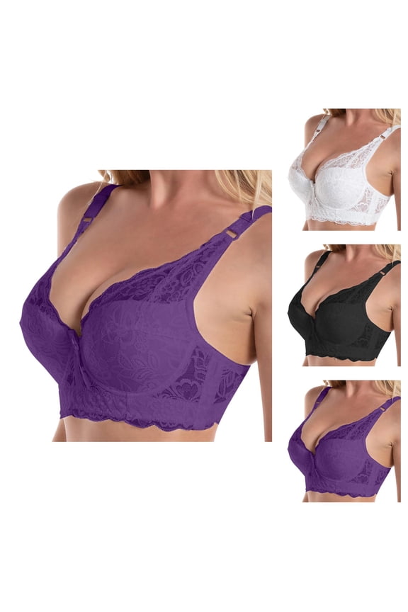 Lace Bras for Women Underwire Side Support Push Up Bralettes Racerback Cute Everyday Bra