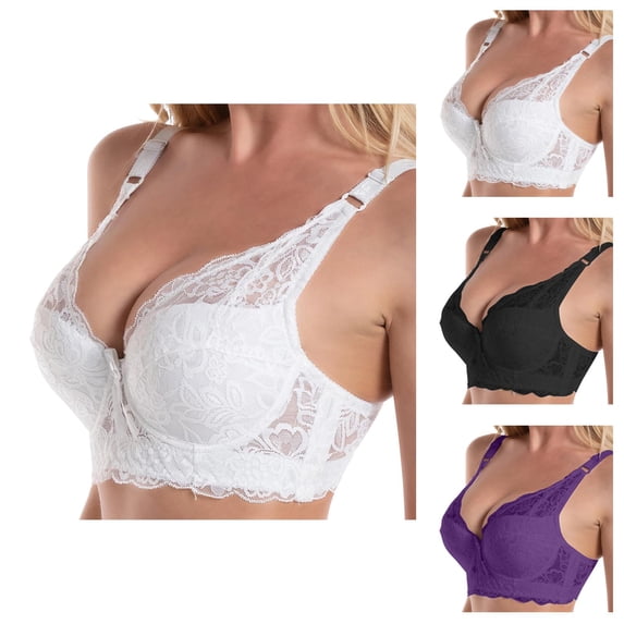Lace Bras for Women Underwire Side Support Push Up Bralettes Racerback Cute Everyday Bra