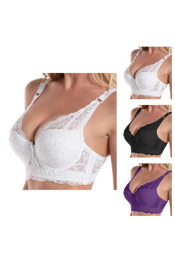 Lace Bras for Women Underwire Side Support Push Up Bralettes Racerback Cute Everyday Bra