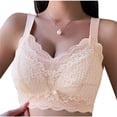thumbnail image 1 of Lace Bras for Women V Neck Wireles Comfort Bralette Padded Full Coverage Push Up No Underwire Everyday Bra,Pink,42 C, 1 of 3