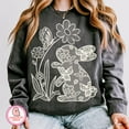 thumbnail image 1 of Lace Bunny Floral Easter Sweatshirt, Hand Drawn Coquette Bunny Pullover, Cute Spring Bunny Sweater for Women and Girls, 1 of 5