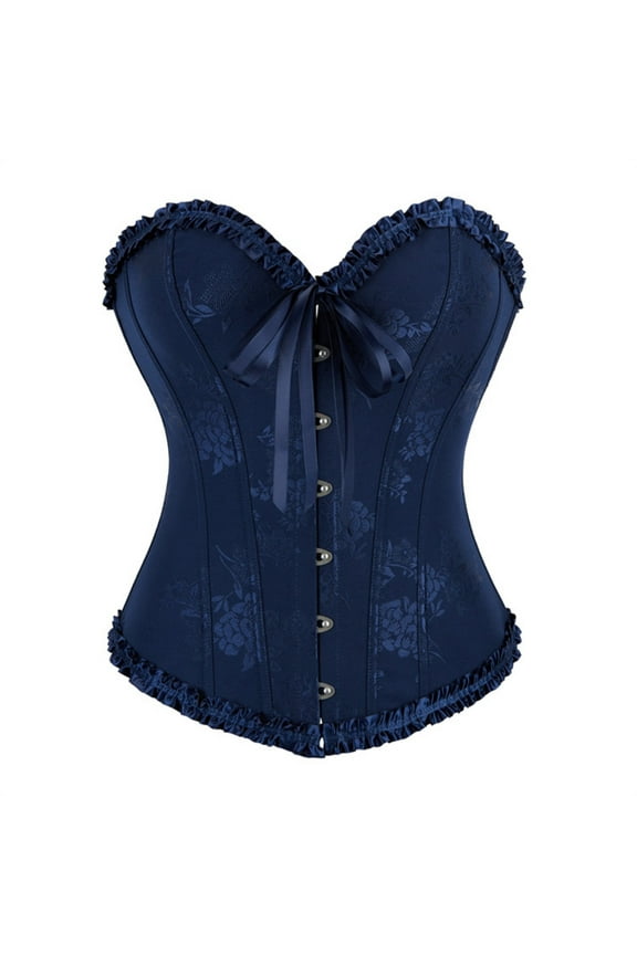 Lace Bustier Corset Top for Women 2025 Knit Overbust Lace Up Waist Cincher Push Up Body Shaper Shapewear Lingerie