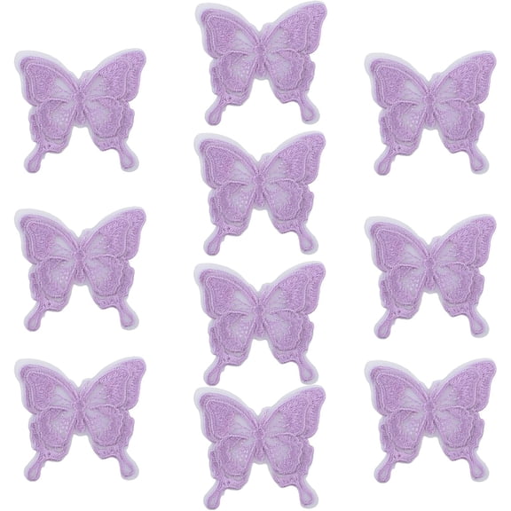 Lace Butterfly, 10Pcs Purple 3D Nylon Butterfly Appliques Sewing On Double Layers Lace Patches Double Organza Layers Fabric for DIY Decor