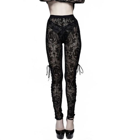 Lace Cameo Lace Up Leggings, Black - Large