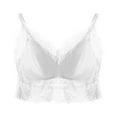 thumbnail image 1 of Lace Camisole Crop Top Women Floral Lace Half Cami Breathable Basic Spaghetti Tank Tops Ladies Sheer Bralette Wireless Padded Tank Top V Halter Camisole Lingerie, 1 of 2