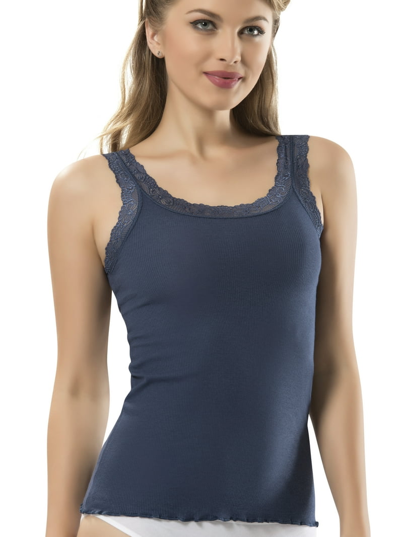 Women's Lace Camisole Tank Tops, Ribbed Stretchy Spandex, Soft